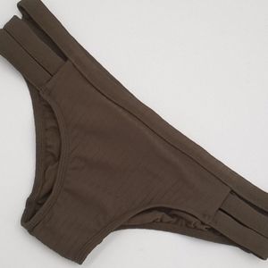 Seafolly Inka Rib Multi Strap Hipster Bikini Bottom Dark‎ Olive NWOT